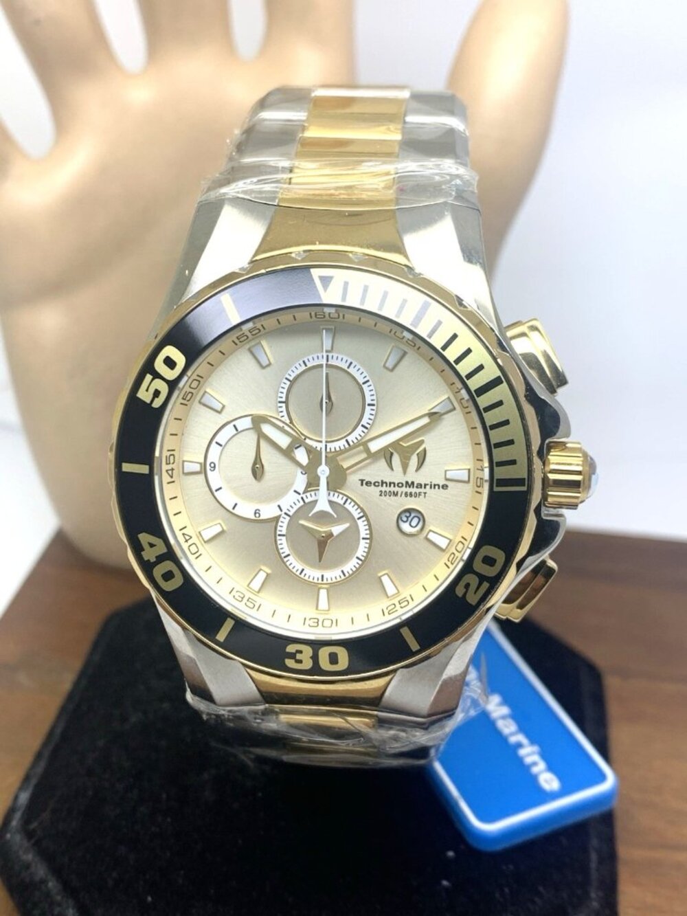 Technomarine Men's Watch TM-215046 Quartz Gold Dial 2-Tone Stainless Steel 44mm